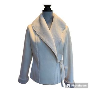 White House, Black Market faux suede jacket with faux fur lining size medium